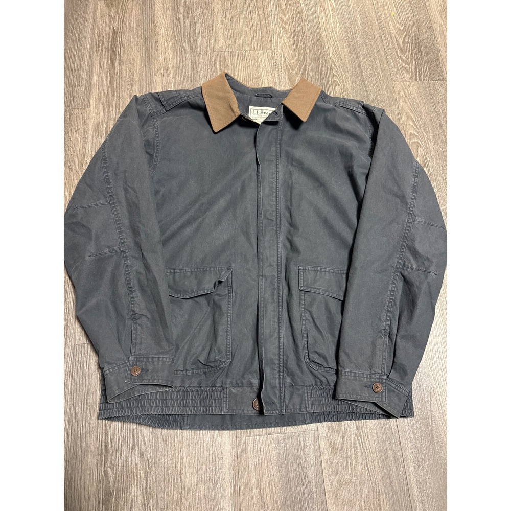 LL Bean Mens XL Tall Field Jacket Charcoal Gray Cotton Canvas Utility Coat 0DRJ1